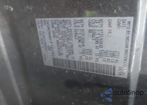 2019 Nissan Pathfinder Sl from USA, damaged, VIN 5N1DR2MN8KC616292